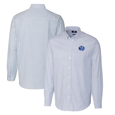 Men's Cutter & Buck Powder Blue Air Force Falcons Vault Big Tall Oxford Stripe Long Sleeve Button-Down Shirt