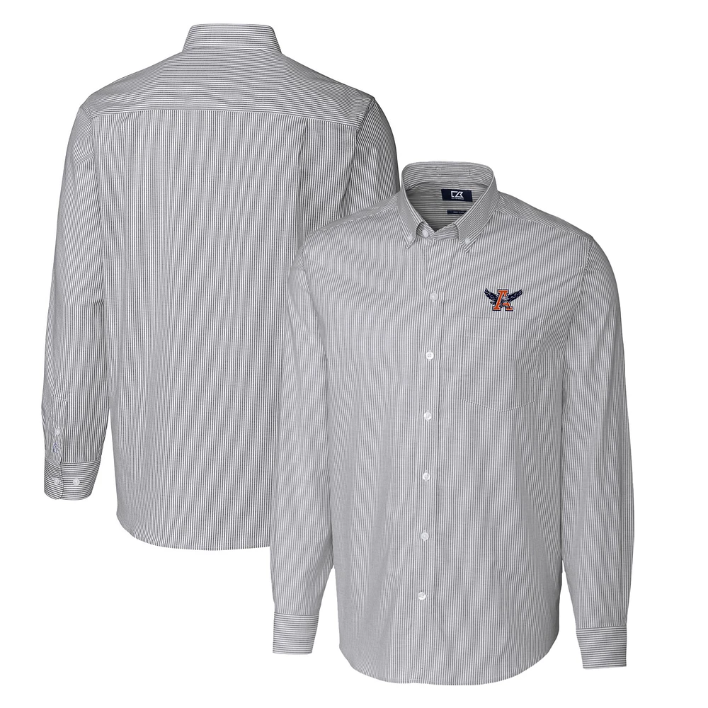 Men's Cutter & Buck Charcoal Auburn Tigers Vault Big Tall Oxford Stripe Long Sleeve Button-Down Shirt