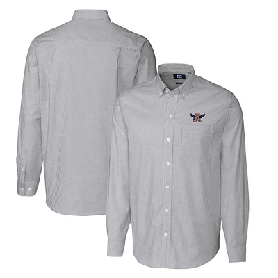 Men's Cutter & Buck Charcoal Auburn Tigers Vault Big Tall Oxford Stripe Long Sleeve Button-Down Shirt