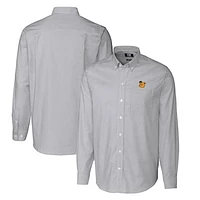 Men's Cutter & Buck Charcoal Baylor Bears Vault Big Tall Oxford Stripe Long Sleeve Button-Down Shirt