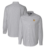Men's Cutter & Buck Charcoal Baylor Bears Vault Big Tall Oxford Stripe Long Sleeve Button-Down Shirt