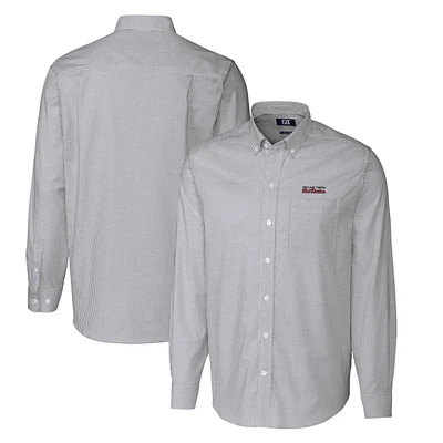 Men's Cutter & Buck Charcoal Texas Tech Red Raiders Vault Big Tall Oxford Stripe Long Sleeve Button-Down Shirt