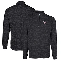 Men's Cutter & Buck Black Mississippi State Bulldogs Vault Big Tall Traverse Camo Print Stretch Quarter-Zip Pullover Top