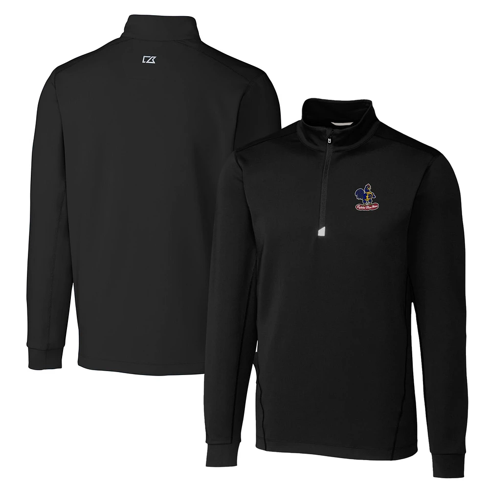 Men's Cutter & Buck Black Delaware Fightin' Blue Hens Big Tall Traverse Stretch Quarter-Zip Pullover Top