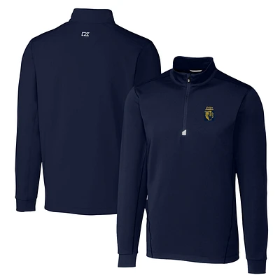 Men's Cutter & Buck Navy FIU Panthers Big Tall Traverse Stretch Quarter-Zip Pullover Top