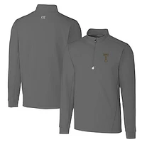 Men's Cutter & Buck Steel GA Tech Yellow Jackets Big Tall Traverse Stretch Quarter-Zip Pullover Top