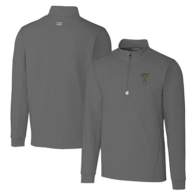 Men's Cutter & Buck Steel GA Tech Yellow Jackets Big Tall Traverse Stretch Quarter-Zip Pullover Top