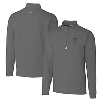 Men's Cutter & Buck Steel GA Tech Yellow Jackets Big Tall Traverse Stretch Quarter-Zip Pullover Top