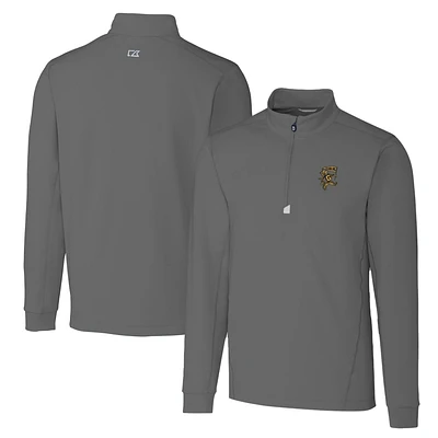 Men's Cutter & Buck Steel Grambling Tigers Big Tall Traverse Stretch Quarter-Zip Pullover Top
