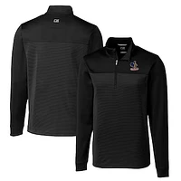 Men's Cutter & Buck Black Delaware Fightin' Blue Hens Big Tall Traverse Stripe Stretch Quarter-Zip Pullover Top
