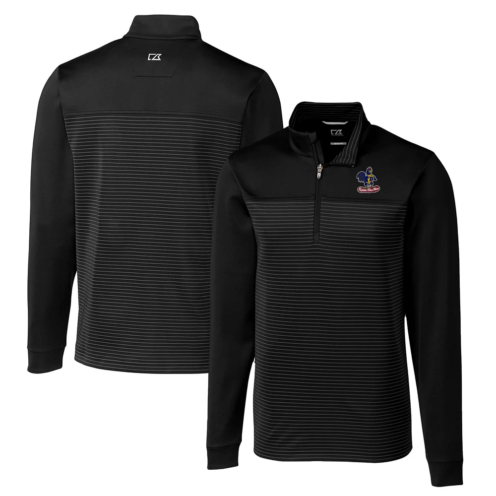 Men's Cutter & Buck Black Delaware Fightin' Blue Hens Big Tall Traverse Stripe Stretch Quarter-Zip Pullover Top