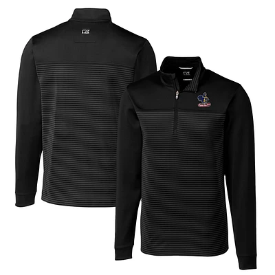 Men's Cutter & Buck Black Delaware Fightin' Blue Hens Big Tall Traverse Stripe Stretch Quarter-Zip Pullover Top