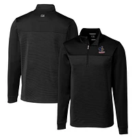 Men's Cutter & Buck Black Delaware Fightin' Blue Hens Big Tall Traverse Stripe Stretch Quarter-Zip Pullover Top