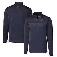 Men's Cutter & Buck Navy FIU Panthers Big Tall Traverse Stripe Stretch Quarter-Zip Pullover Top