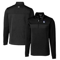 Men's Cutter & Buck Black Fresno State Bulldogs Big Tall Traverse Stripe Stretch Quarter-Zip Pullover Top