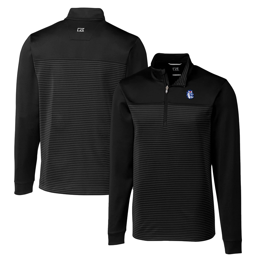 Men's Cutter & Buck Black Fresno State Bulldogs Big Tall Traverse Stripe Stretch Quarter-Zip Pullover Top