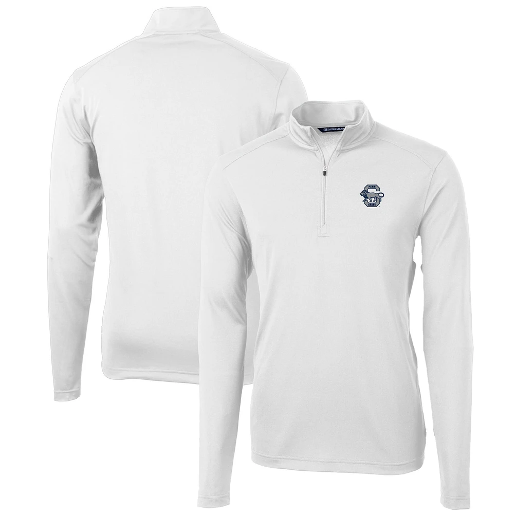 Men's Cutter & Buck White Penn State Nittany Lions Team Big & Tall Virtue Eco Pique Recycled Quarter-Zip Pullover Top