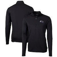 Men's Cutter & Buck Black Stephen F Austin Lumberjacks Team Big Tall Virtue Eco Pique Recycled Quarter-Zip Pullover Top