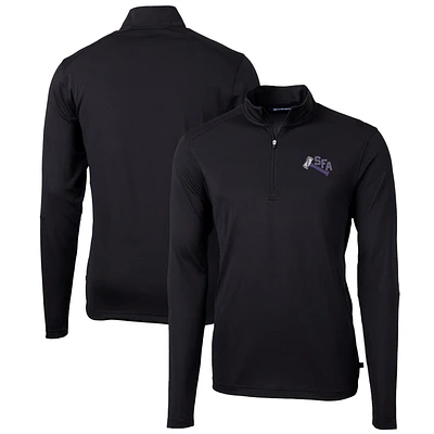Men's Cutter & Buck Black Stephen F Austin Lumberjacks Team Big Tall Virtue Eco Pique Recycled Quarter-Zip Pullover Top