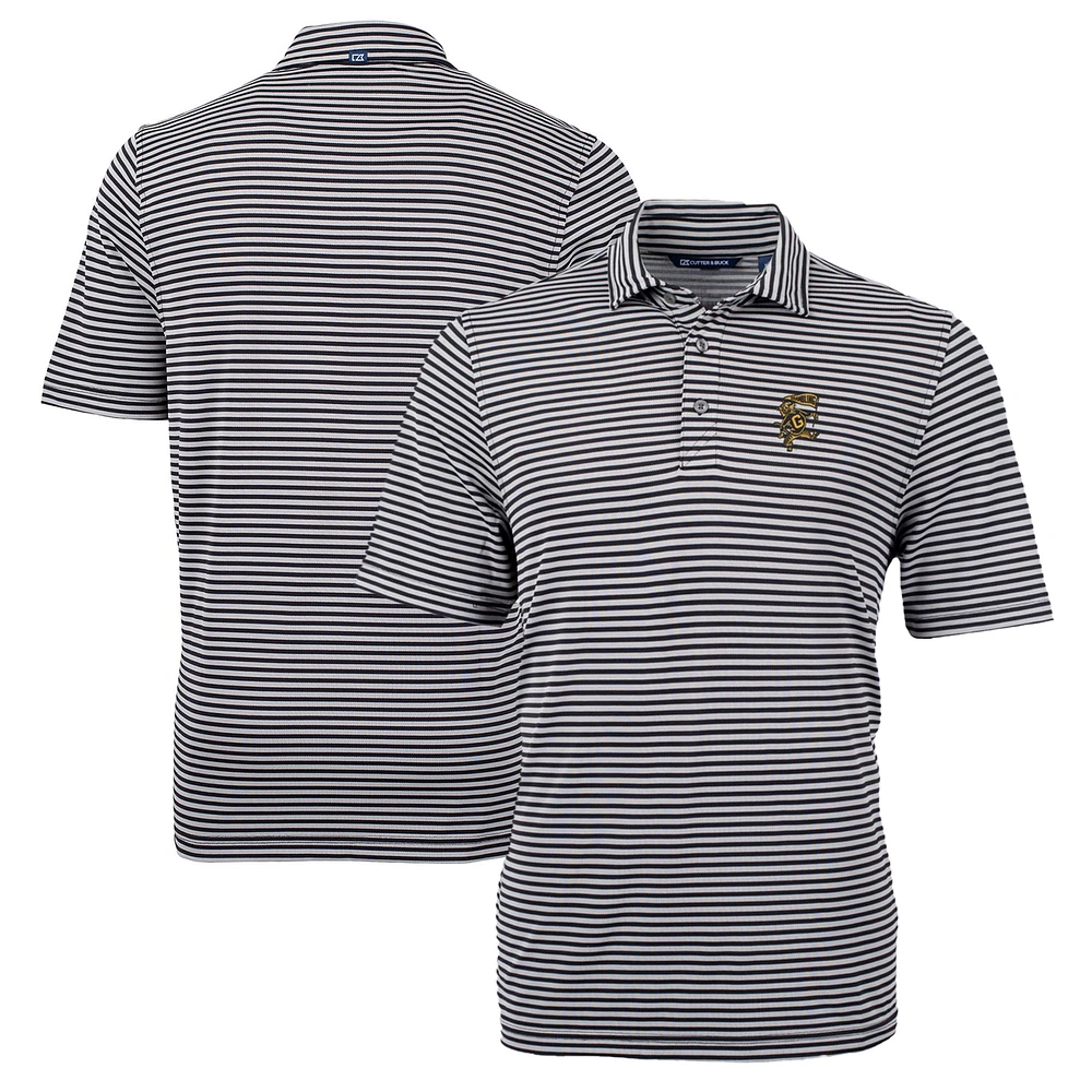 Men's Cutter & Buck Grambling Tigers Big Tall Team Logo Virtue Eco Pique Stripe Recycled Polo