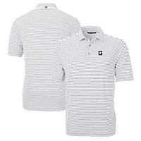 Men's Cutter & Buck Gray Georgetown Hoyas Big Tall Team Logo Virtue Eco Pique Stripe Recycled Polo
