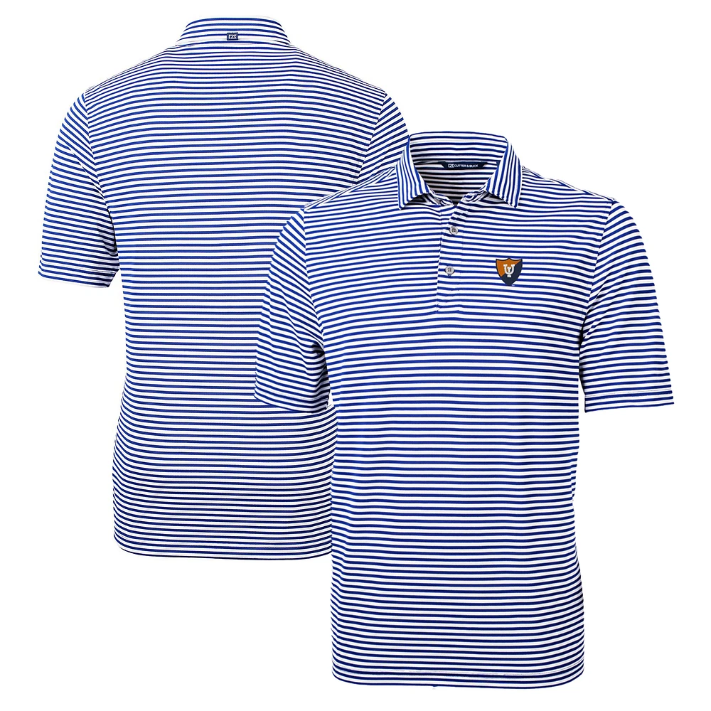 Men's Cutter & Buck Royal Illinois Fighting Illini Big Tall Team Logo Virtue Eco Pique Stripe Recycled Polo