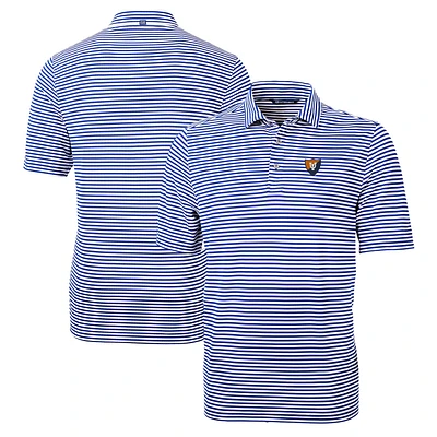 Men's Cutter & Buck Royal Illinois Fighting Illini Big Tall Team Logo Virtue Eco Pique Stripe Recycled Polo
