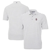 Men's Cutter & Buck Gray Southern Illinois Salukis Big Tall Team Logo Virtue Eco Pique Stripe Recycled Polo