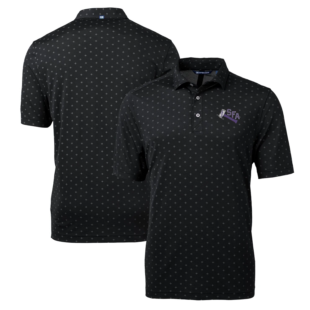 Men's Cutter & Buck Black Stephen F Austin Lumberjacks Team Big Tall Virtue Eco Pique Tile Print Polo