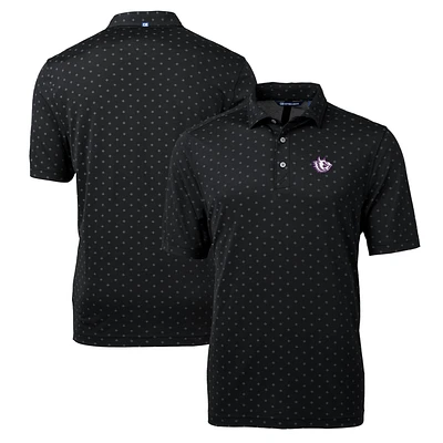 Men's Cutter & Buck Black TCU Horned Frogs Team Big Tall Virtue Eco Pique Tile Print Polo