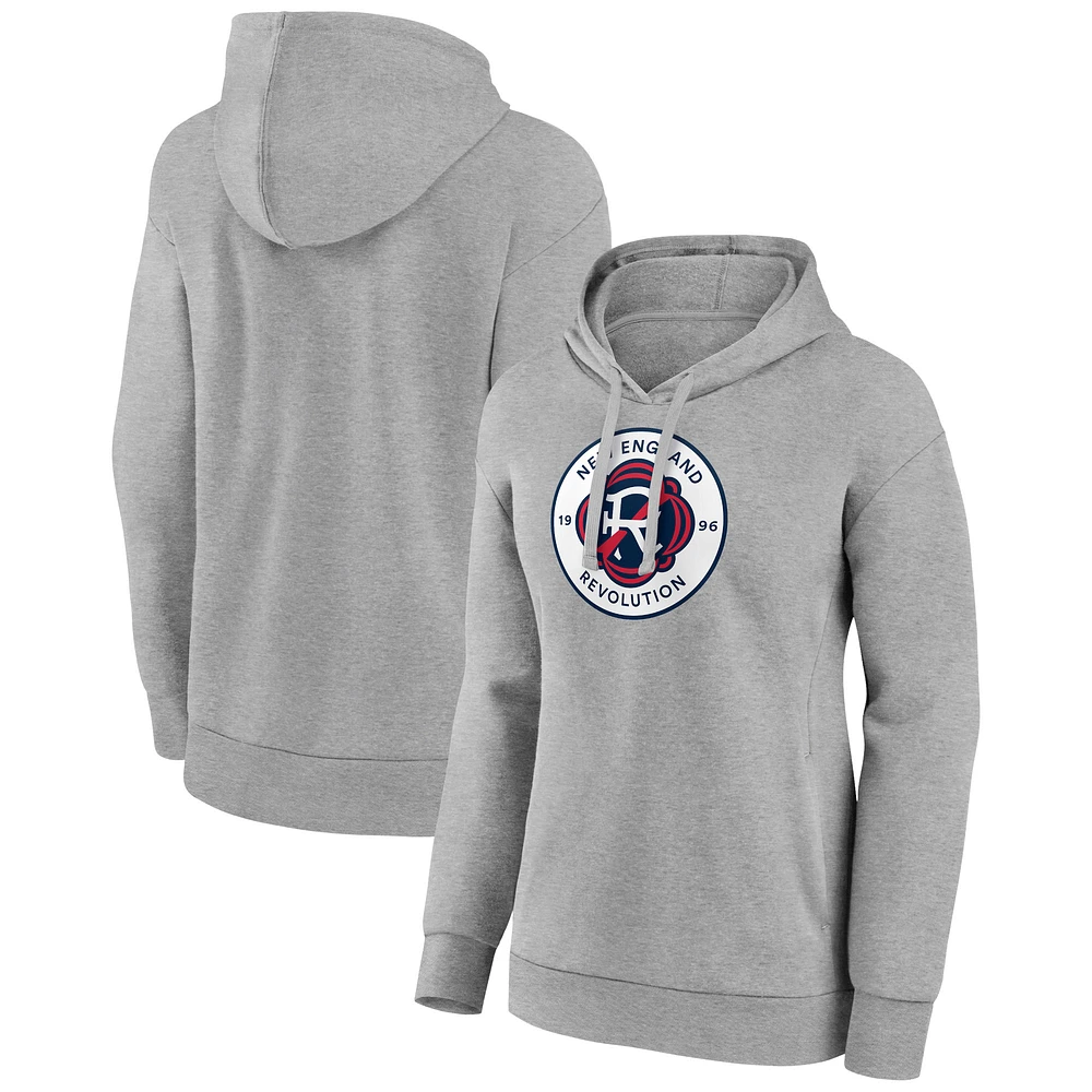 Women's Gray New England Revolution Official Logo Pullover Hoodie
