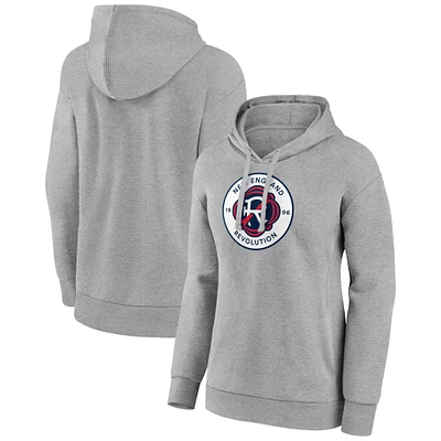 Women's Gray New England Revolution Official Logo Pullover Hoodie