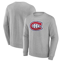 Men's Fanatics Heather Gray Montreal Canadiens Primary Logo Pullover - Sweatshirt