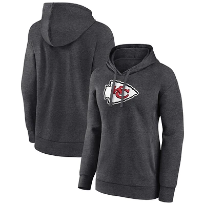 Women's Charcoal Kansas City Chiefs Primary Logo Pullover Hoodie