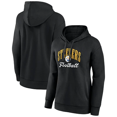 Women's Black Pittsburgh Steelers Victory Script Pullover Hoodie