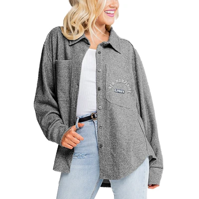 Women's Gameday Couture Gray New Hampshire Wildcats Switch It Up Tri-Blend Button-Up Shacket