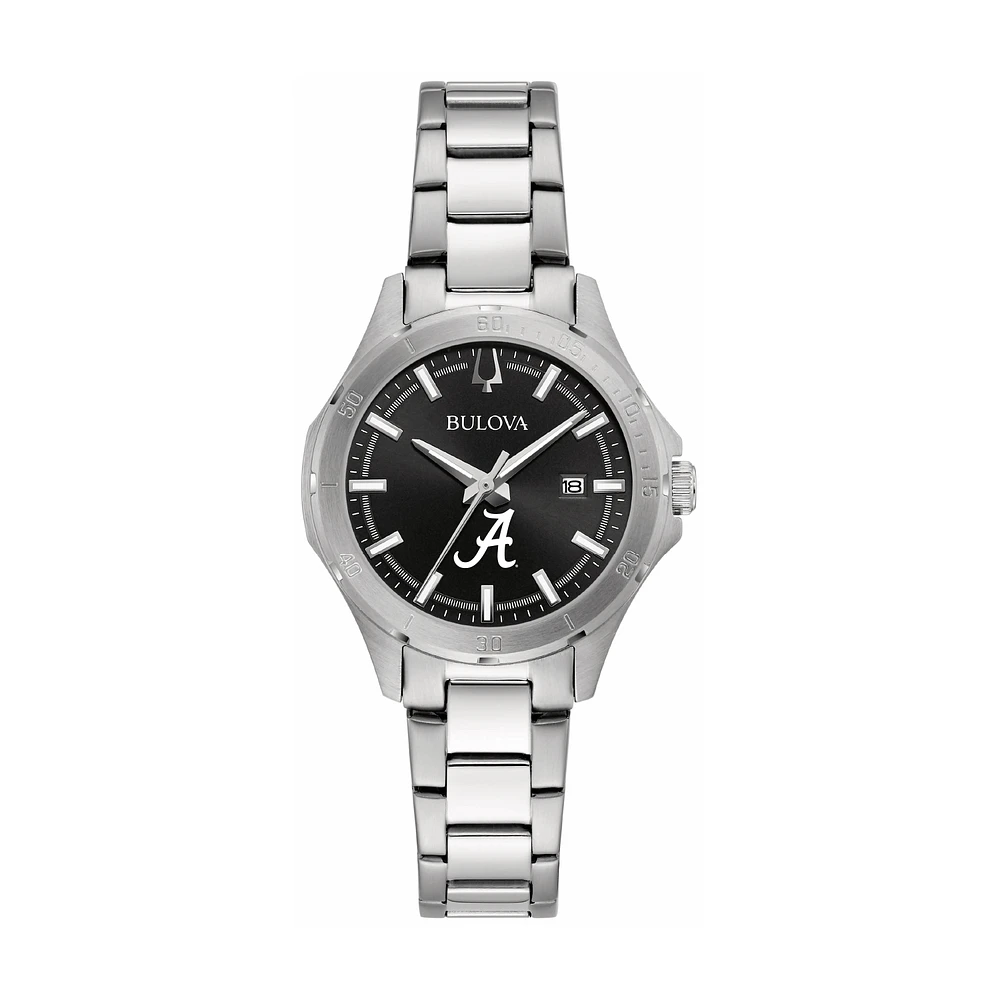 Women's Bulova Black Alabama Crimson Tide Stainless Steel Sport Classic Watch