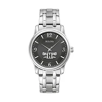 Men's Bulova Black Hampton Pirates Stainless Steel Corporate Collection Watch
