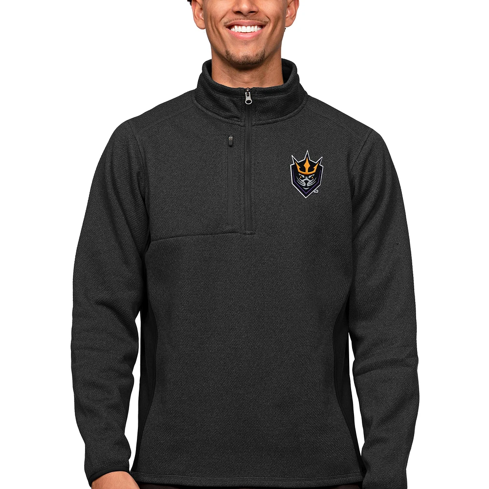 Men's Antigua Heather Black San Diego Seals Course Quarter-Zip Pullover Top