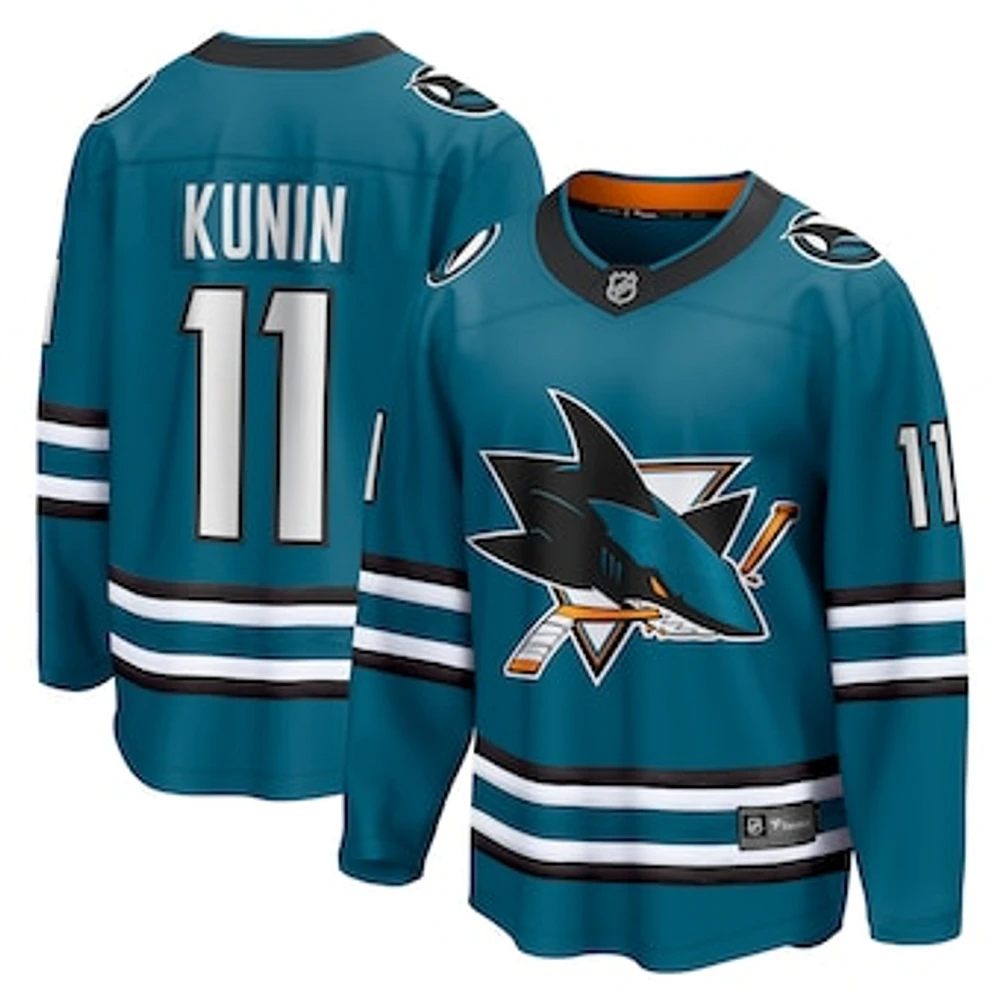 Men's Fanatics Luke Kunin Teal San Jose Sharks Home Breakaway Player Jersey