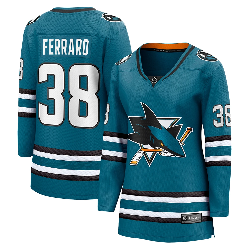 Women's Fanatics Mario Ferraro Teal San Jose Sharks Home Breakaway Player Jersey