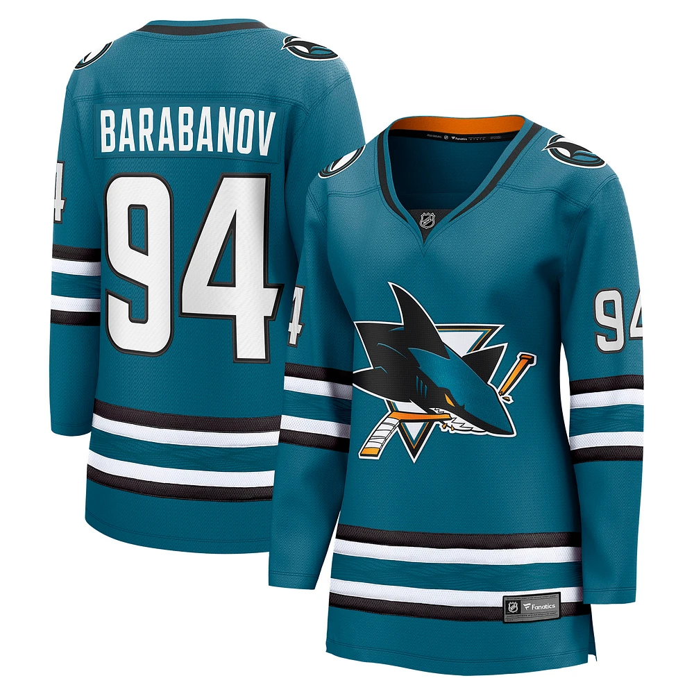 Women's Fanatics Alexander Barabanov Teal San Jose Sharks Home Breakaway Player Jersey