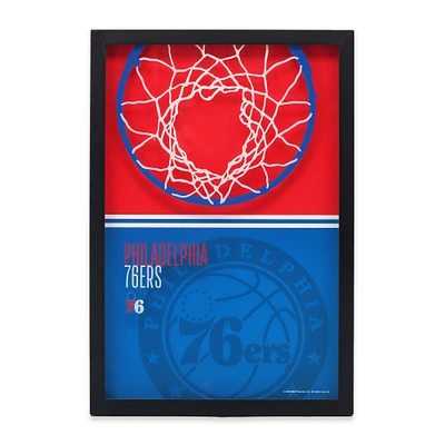 Philadelphia 76ers 12'' x 17'' Glass Framed Sign