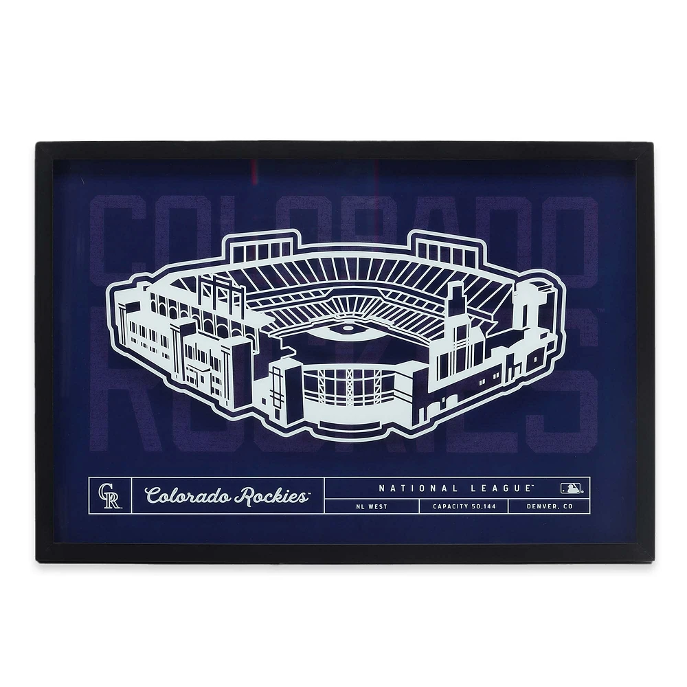 Colorado Rockies 16'' x 23'' Stadium Glass Framed Sign