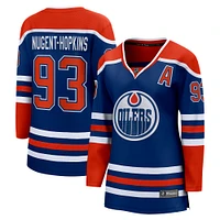 Women's Fanatics Ryan Nugent-Hopkins Royal Edmonton Oilers Alternate Captain Patch Home Breakaway Player - Jersey