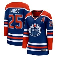 Women's Fanatics Darnell Nurse Royal Edmonton Oilers Alternate Captain Patch Home Breakaway Player - Jersey