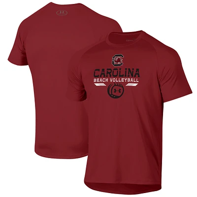 Men's Under Armour Garnet South Carolina Gamecocks Beach Volleyball Icon Raglan Performance T-Shirt