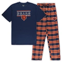 Men's Concepts Sport Navy/Orange Chicago Bears Big & Tall Flannel Sleep Set