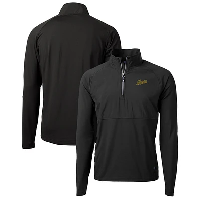 Men's Cutter & Buck Black George Mason Patriots Adapt Eco Knit Hybrid Recycled Full-Zip Logo Jacket