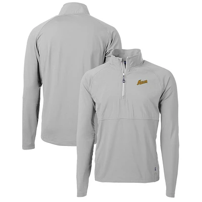 Men's Cutter & Buck Gray George Mason Patriots Adapt Eco Knit Hybrid Recycled Quarter-Zip Pullover Top